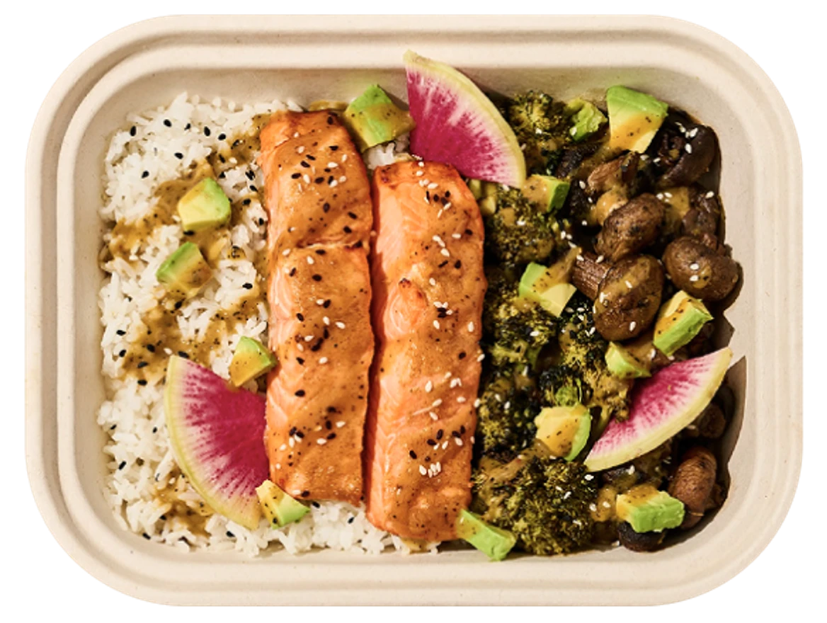 Miso glazed salmon house plate